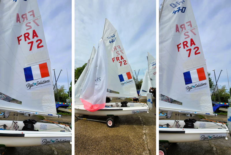 impression à Lyon et Villeurbanne, d'un logo sur vinyle positionné sur la voile d'un bateau, pour Agil Solutions.